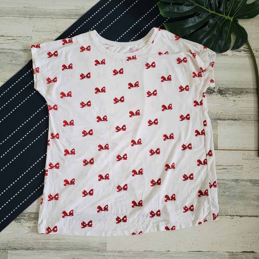 Disney| Allover Minnie Mouse Bow Print Short Sleeve Top Size Small